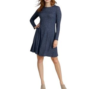 ✨$8 CLEAR-OUT✨ Jella C. Flowy Long Sleeve Soft Stretchy Knee Length Dress Blue